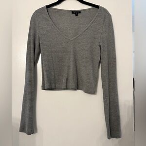 Gray Topshop Long Sleeve Crop Top Size 8